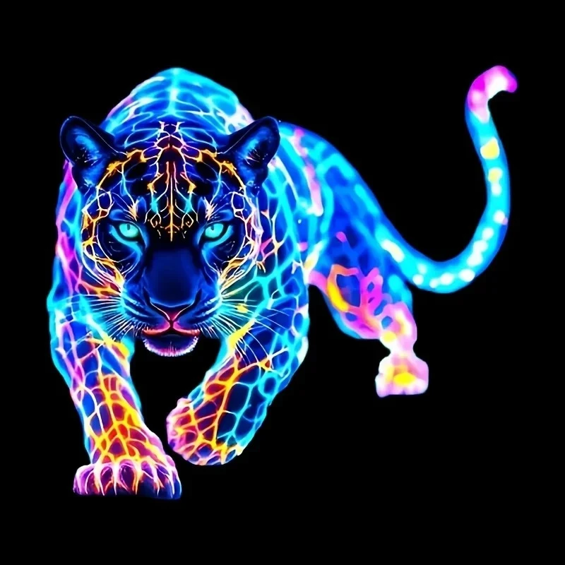 

Vibrant Neon Leopard Motorcycle Stickers Waterproof for Scooter Fuel Tank Front Fairing Vinyl Decals Car Window Decorations