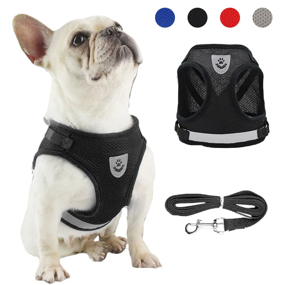 

Mesh Breathable Dog Harness Under Vest Adjustable Reflective Pet Dog Tshirt Leash Easy Control Undershirt Harness Collar Comfort