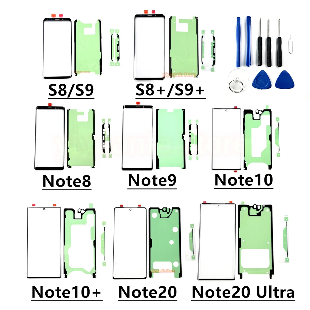 For Samsung Galaxy S8 S9 Plus Note 8 9 10 20 Ultra Front Outer Touch Panel Screen Glass Lens Replacement Parts Note20 S9+