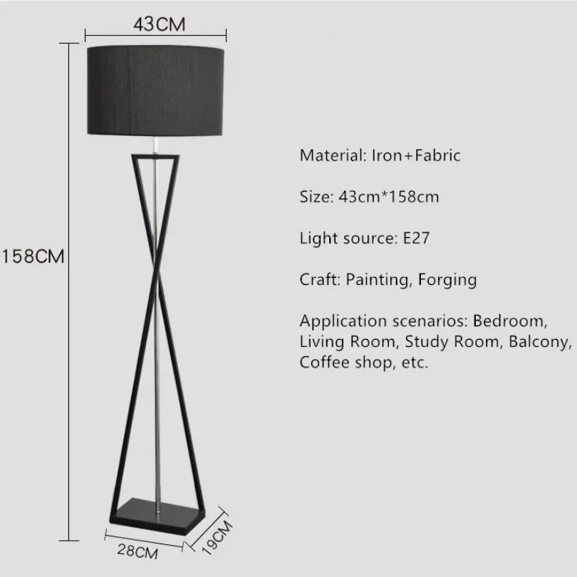 Lámpara de pie de tela minimalista moderna, lámpara de escritorio para dormitorio, estudio, sala de estar, comedor, accesorios de iluminación para