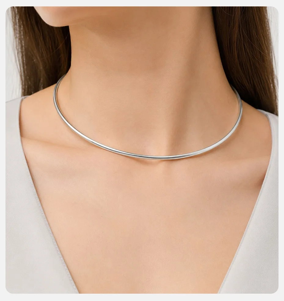 Vnox 18K vergoldete Choker-Halskette für Damen, Edelstahl, goldfarbene Halskette, minimalistischer Lagenlook, Alltagsschmuck im Y2K-Stil – Detail 4