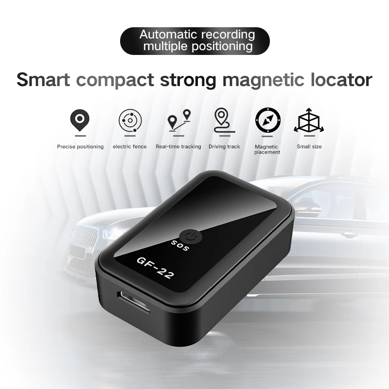 Rastreador GPS para monitoramento de voz e gravação de áudio, aplicativo preciso, localizador GPS magnético GF22 para prevenção de perdas