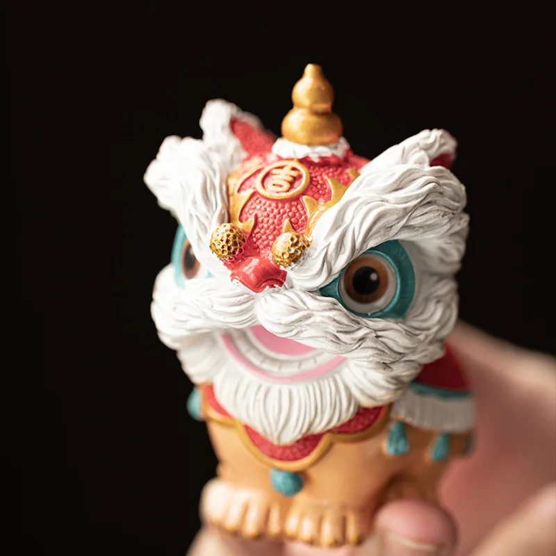 Resin Color-Changing Tea Pet Drinking Tea Decoration for Tea Table Top Chinese Trendy Lion Wake-Up Craft Home Decor
