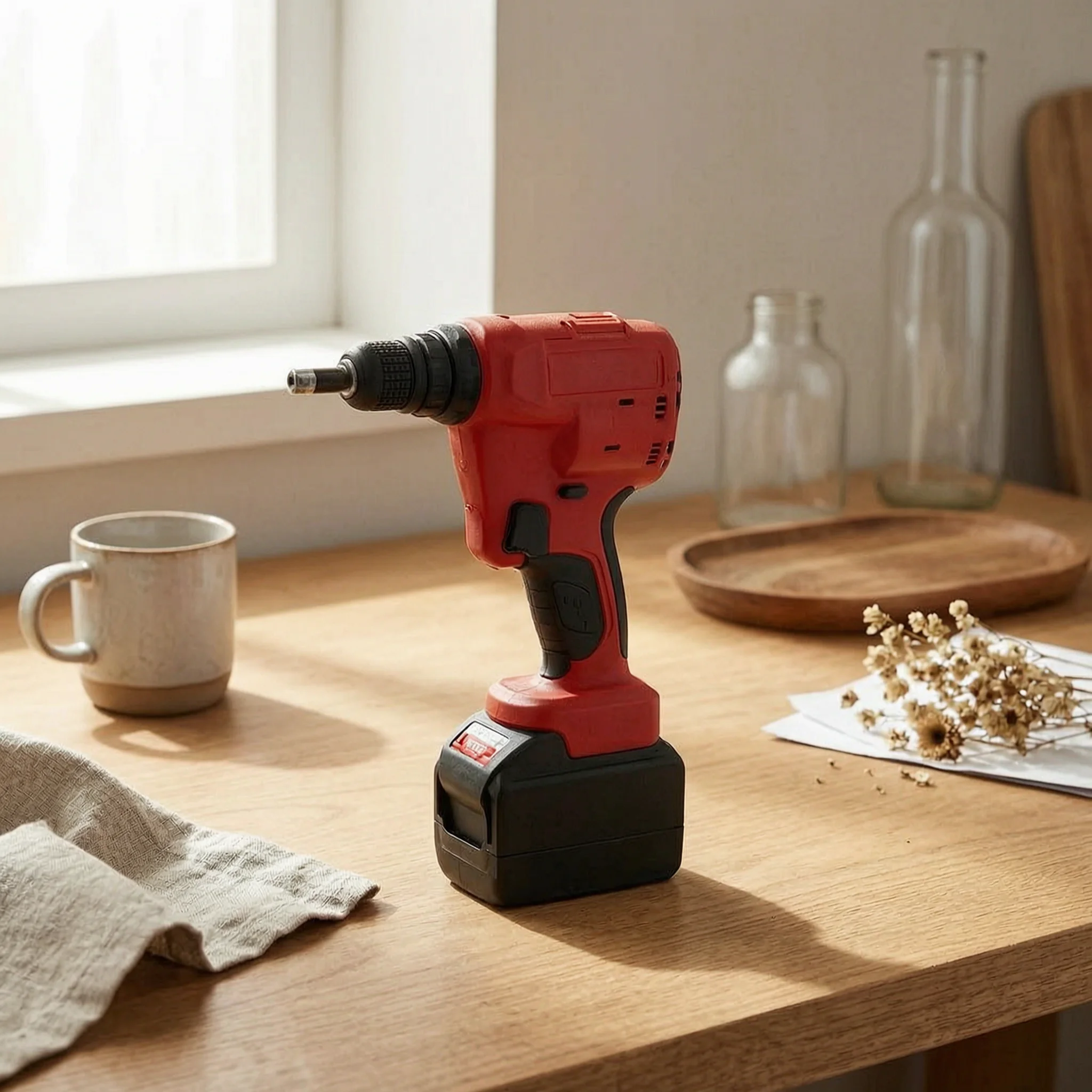 Electric Keel Puncher Fast and Accurate Cordless Punch Ceiling Fastening Tool 360 Degree Rotating Head for Contractors