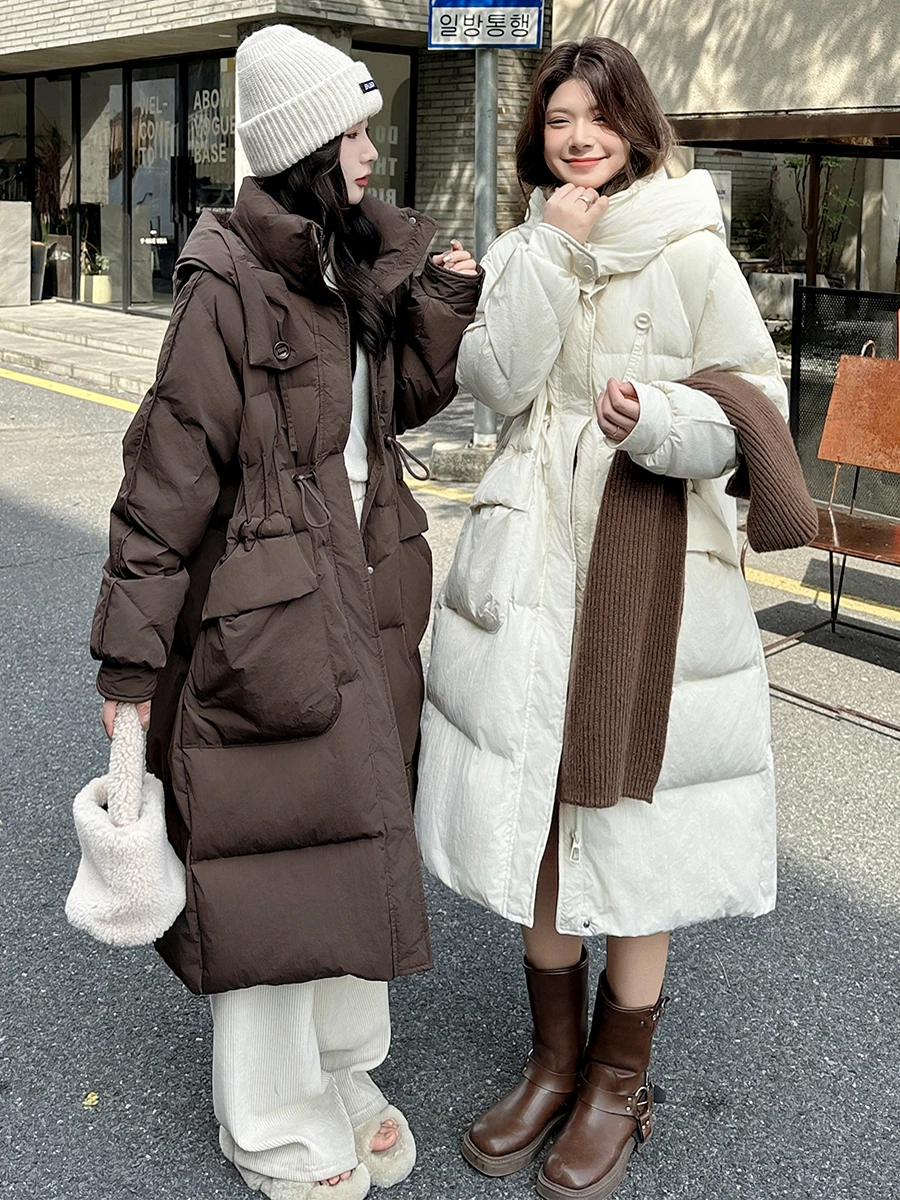 Faionable largo blanco Du down Jaet mujer Sli diseño combinable abrigo de invierno Thiened Commute Sle 2024 nueva llegada