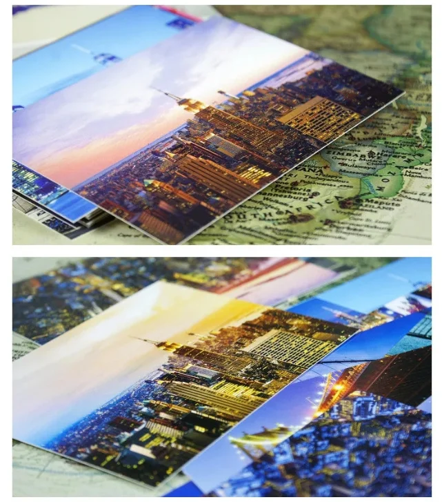 30 fogli cartoline paesaggistiche di New York Biglietto d'auguri dei desideri in scatola La carta messaggio può essere spedita per studenti di cancelleria regalo