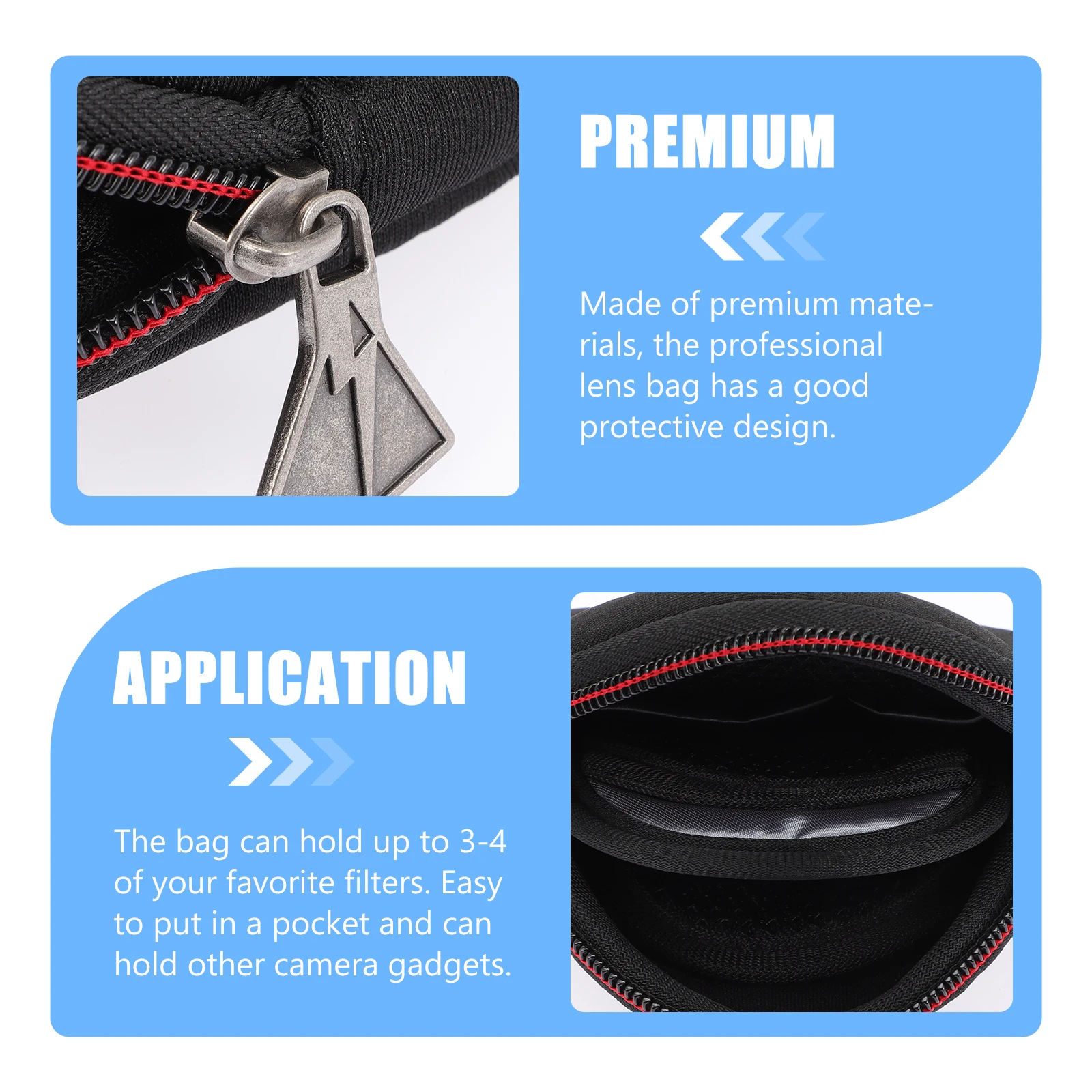 

Round Camera Filter Storage Bag Black S Portable Lens Pouch Foldable Lightweight Travel Accessories Case Camera Bag