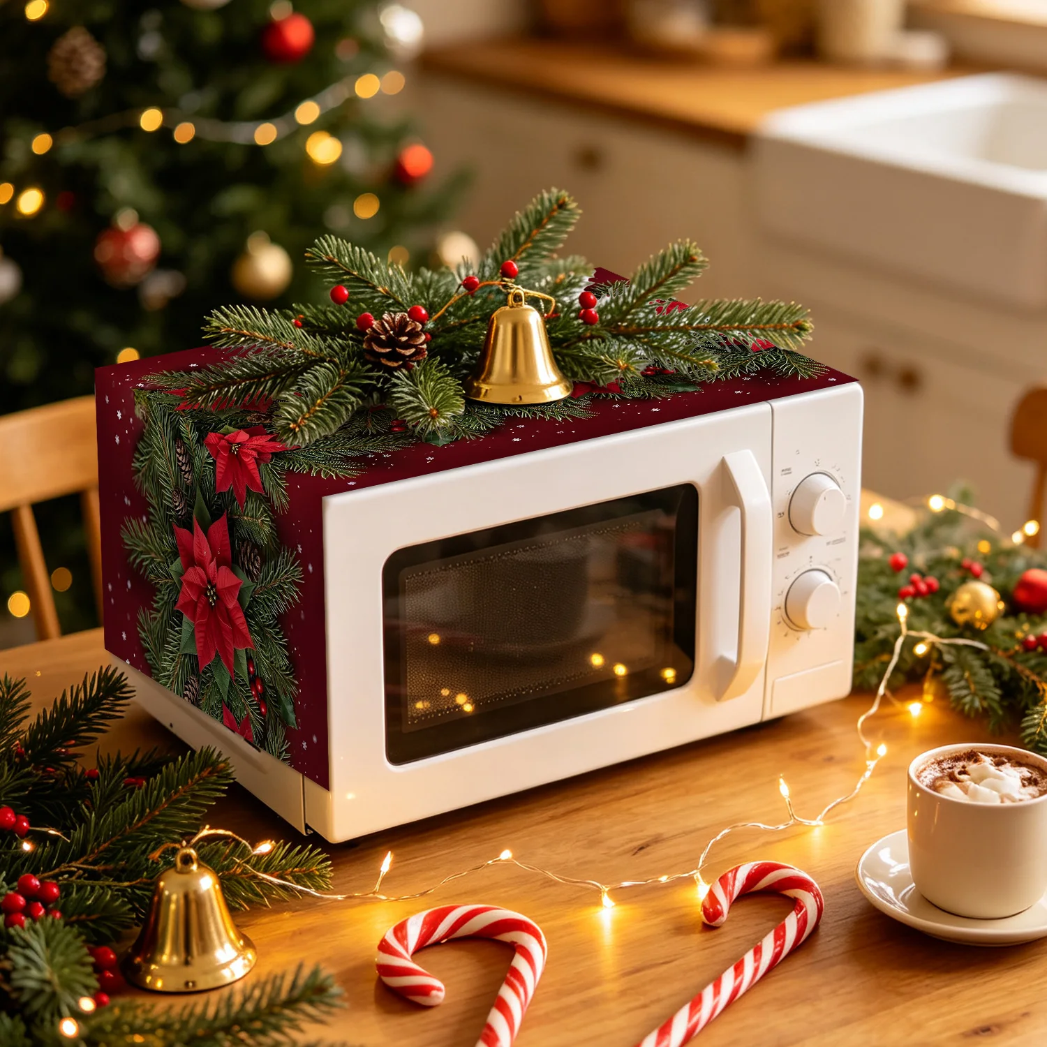 크리스마스 포인세티아 전자레인지 커버 방진 방유 소나무 - Kitchen Appliances For.Xmas 리뷰 및 가격
