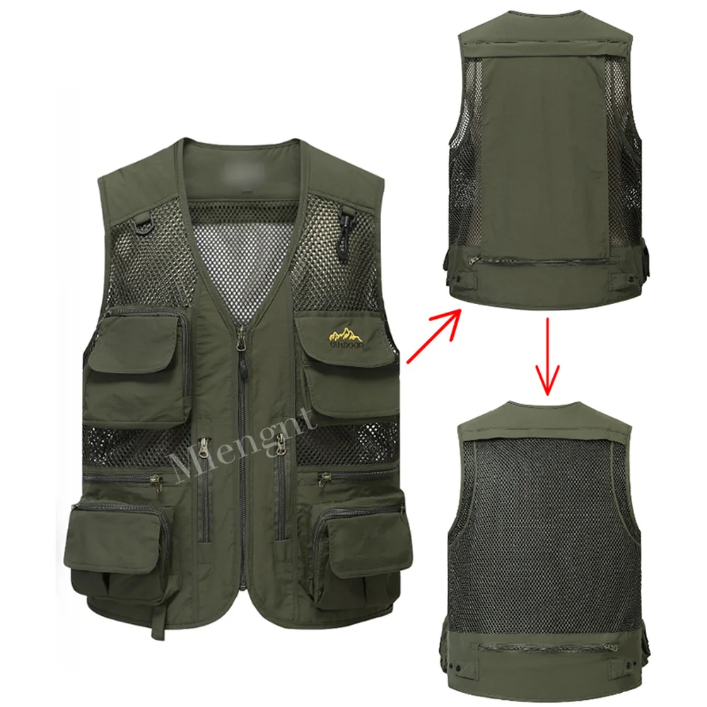 Mesh Breathable Detachable Fishing Vest Men\'s Multi Pocket Photographer Vest Travel Sleeveless Jacket