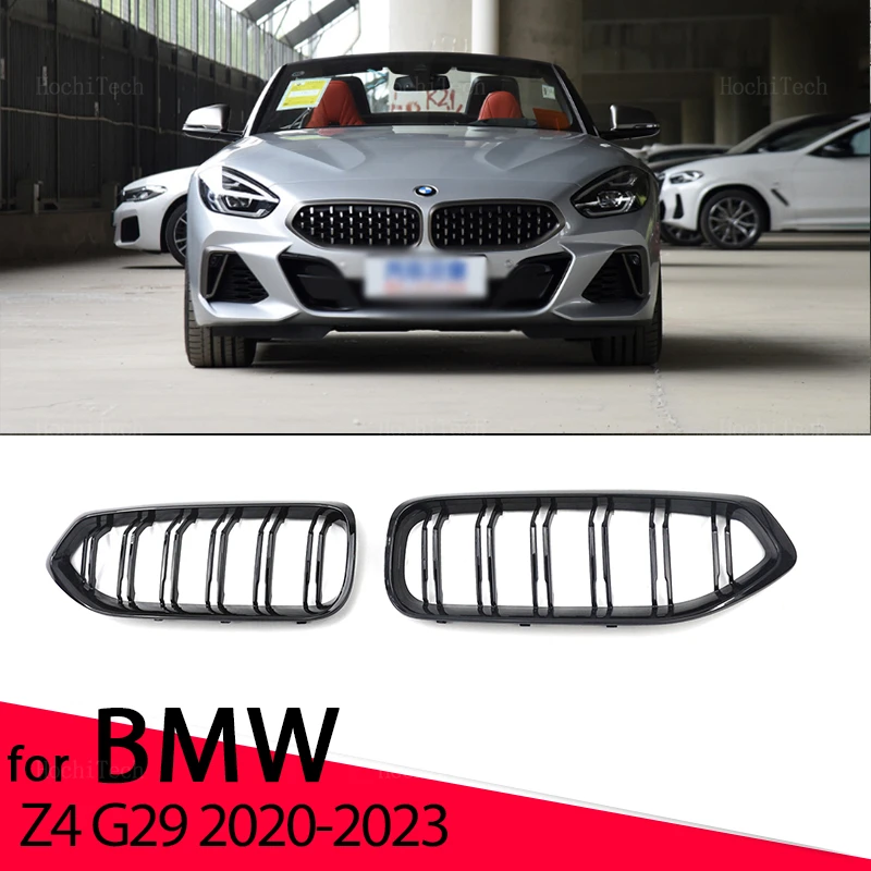 

New Look Car Grille Grill Front Kidney Glossy 2 Line Double Slat For BMW Z4 G29 2020 2021 2022 2023 Gloss Black Dual Line