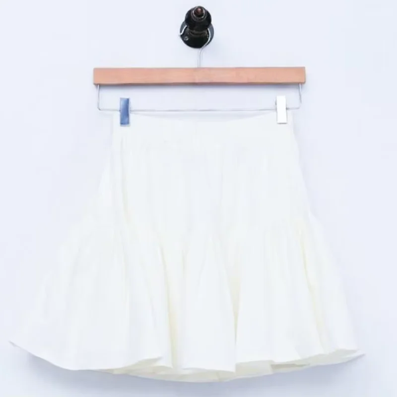 2026 Summer Korean style Ruffles Skirts High street fashion Women Mini Skirt sweet girl cotton linen Skirt black white yellow