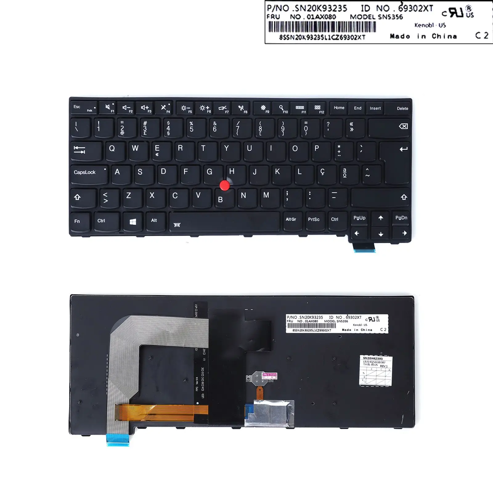 PO Laptop Keyboard for IBM ThinkPad T460S Black with Backlit & Point Stick