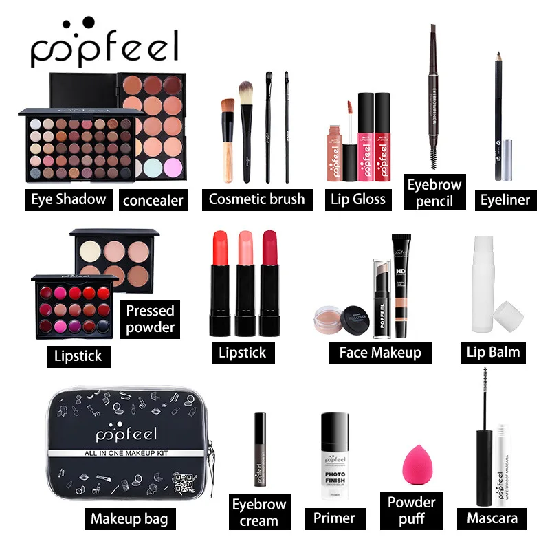 25 PCS All In One Kit di trucco Donna Set di cosmetici coreani Rossetto Ombretto Eyeliner Correttore Lucidalabbra Matita per sopracciglia Eyeliner