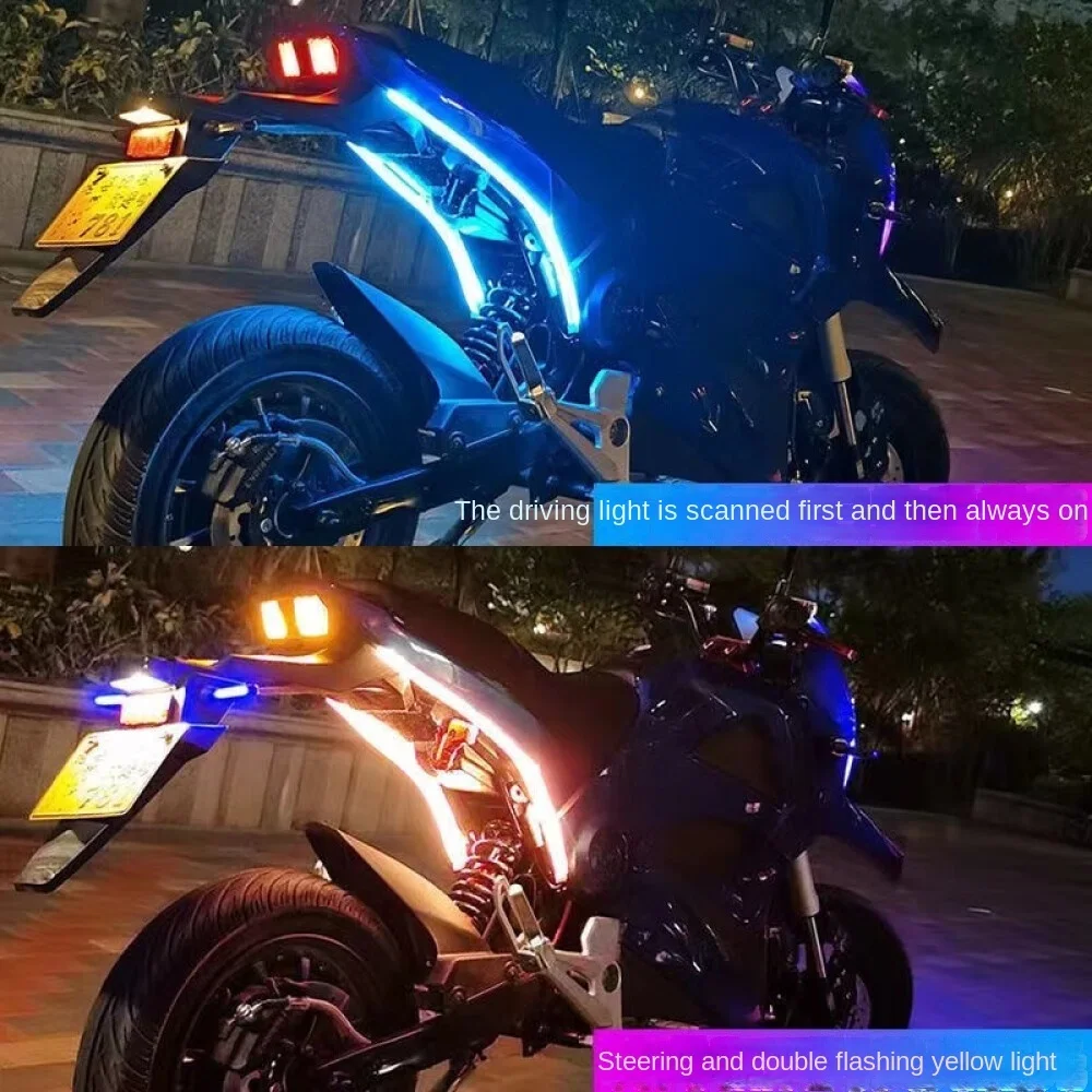 Motorcycle electric car running water turn light bar rear tail light scanning streamer light led locomotive day running ligh