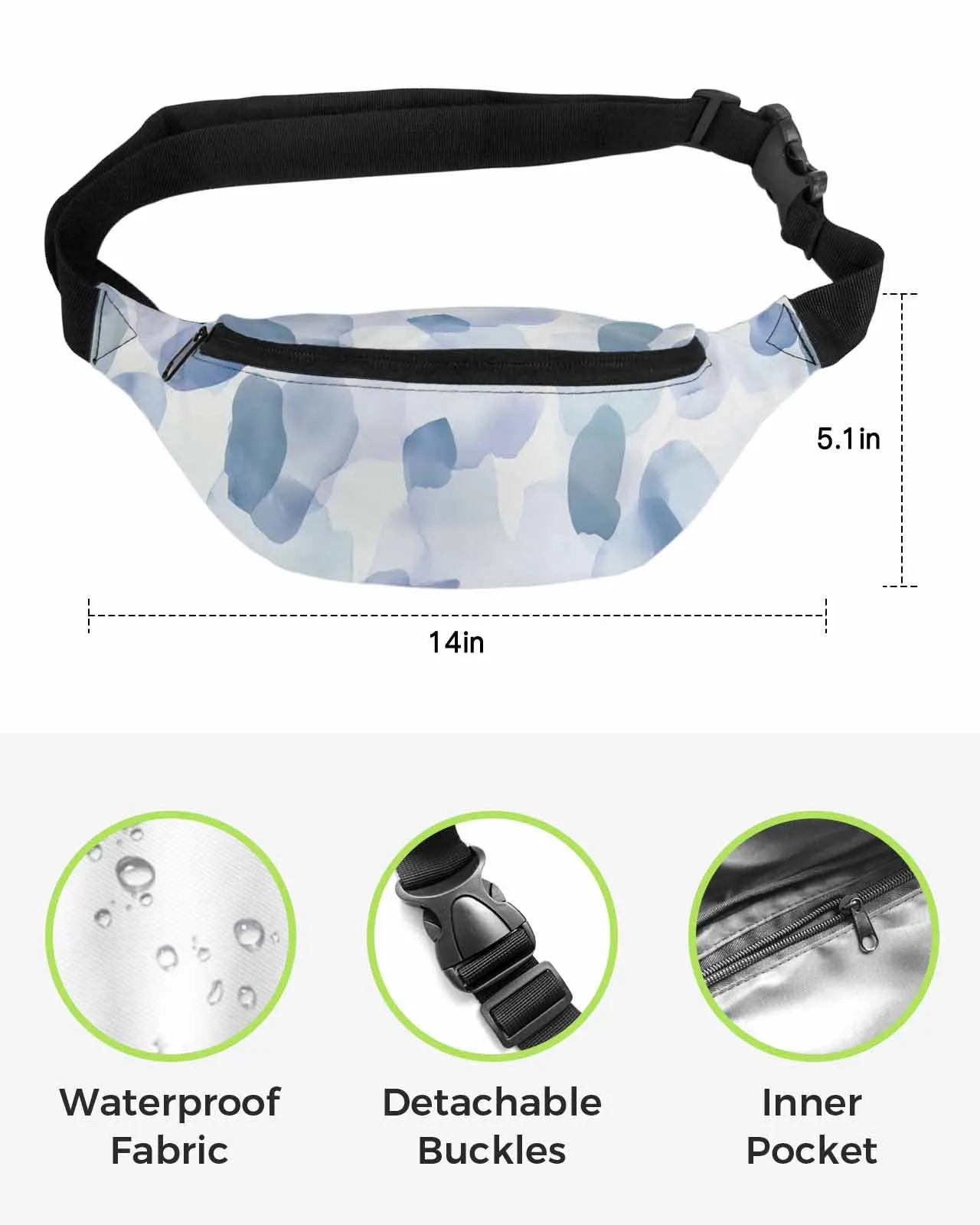 Saco de cintura impermeável para homens e mulheres, Fanny Pack, saco de cinto de telefone, bolsa de carteira, Banana Hip Bags