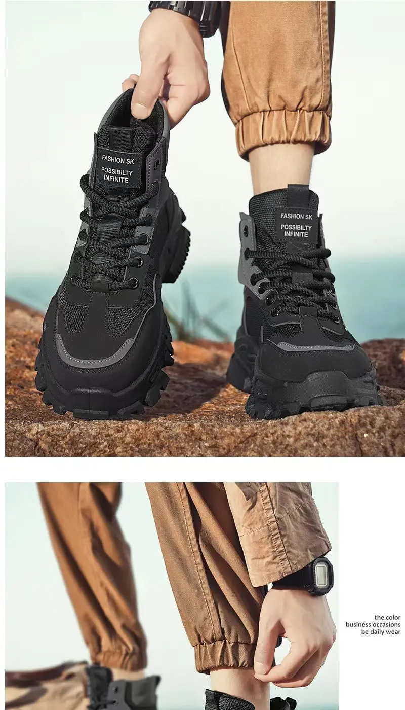 2026 Herren High-Top Arbeitsschutzschuhe Rutschfeste Verschleißfeste Frühling-Herbst Outdoor-Kletter-Arbeits-Sport-Trendstiefel – Detail 14