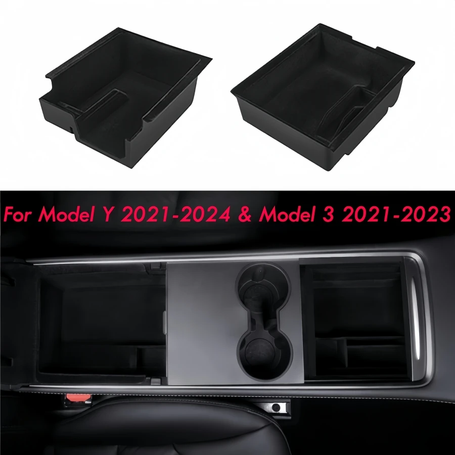 Para tesla modelo y/3 console central organizador bandeja caixa de armazenamento de apoio de braço gaveta escondida caber 2021-2024 modelo y 2021-2023 model3