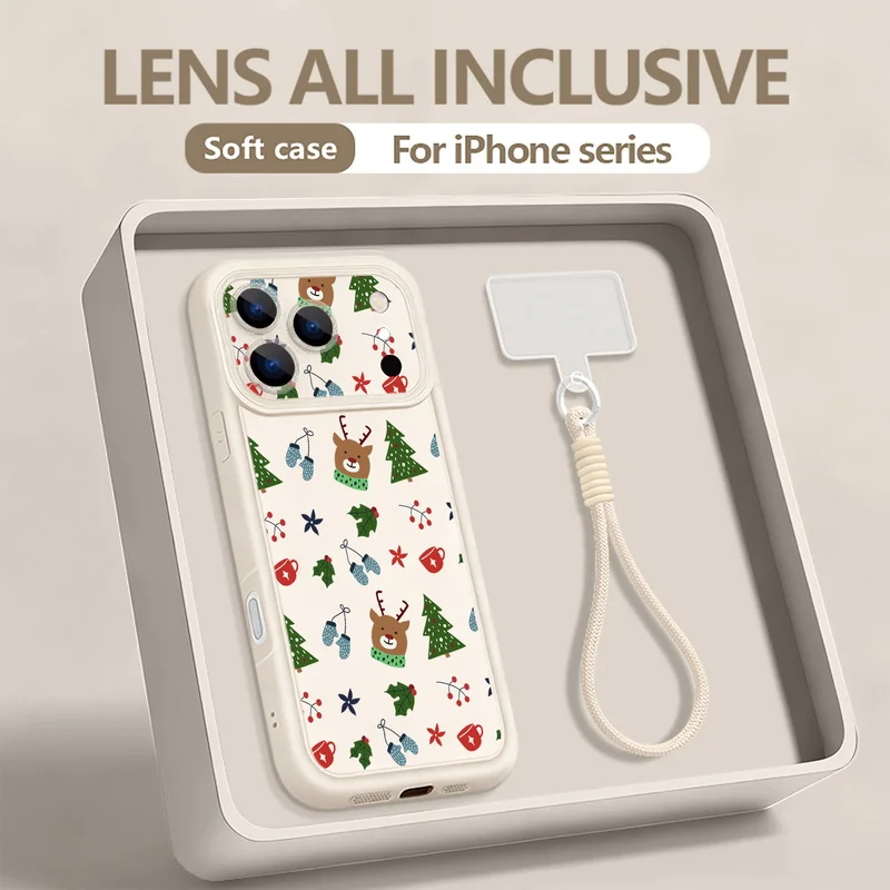 Weihnachten Schneeflocke Muster Lanyard Telefon Fall für iPhone 17 Pro 16 14 15 Pro Max 12 13 Pro Max Air 16e 11 TPU Handgelenk Strap Abdeckung