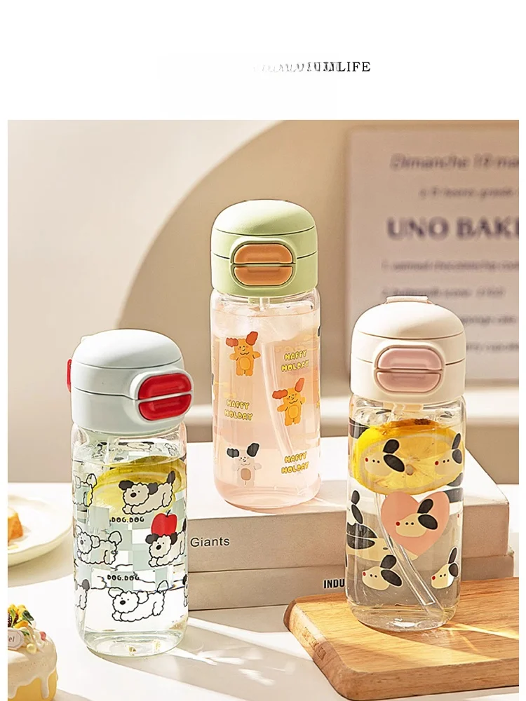 Cute High Aesthetic Dual Drink Straight Tube Glass St Cup Tlife Bubu Student on the Go Cup Silicone St with Carry Loop