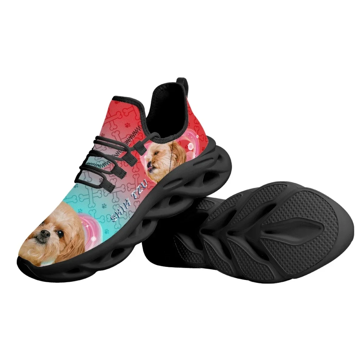 Fashion Sports Womens Shoes Lovely Dog Designer Comfortable Round Toe Gradient Blade Flat Sneakers Durable Custom лоферы женские