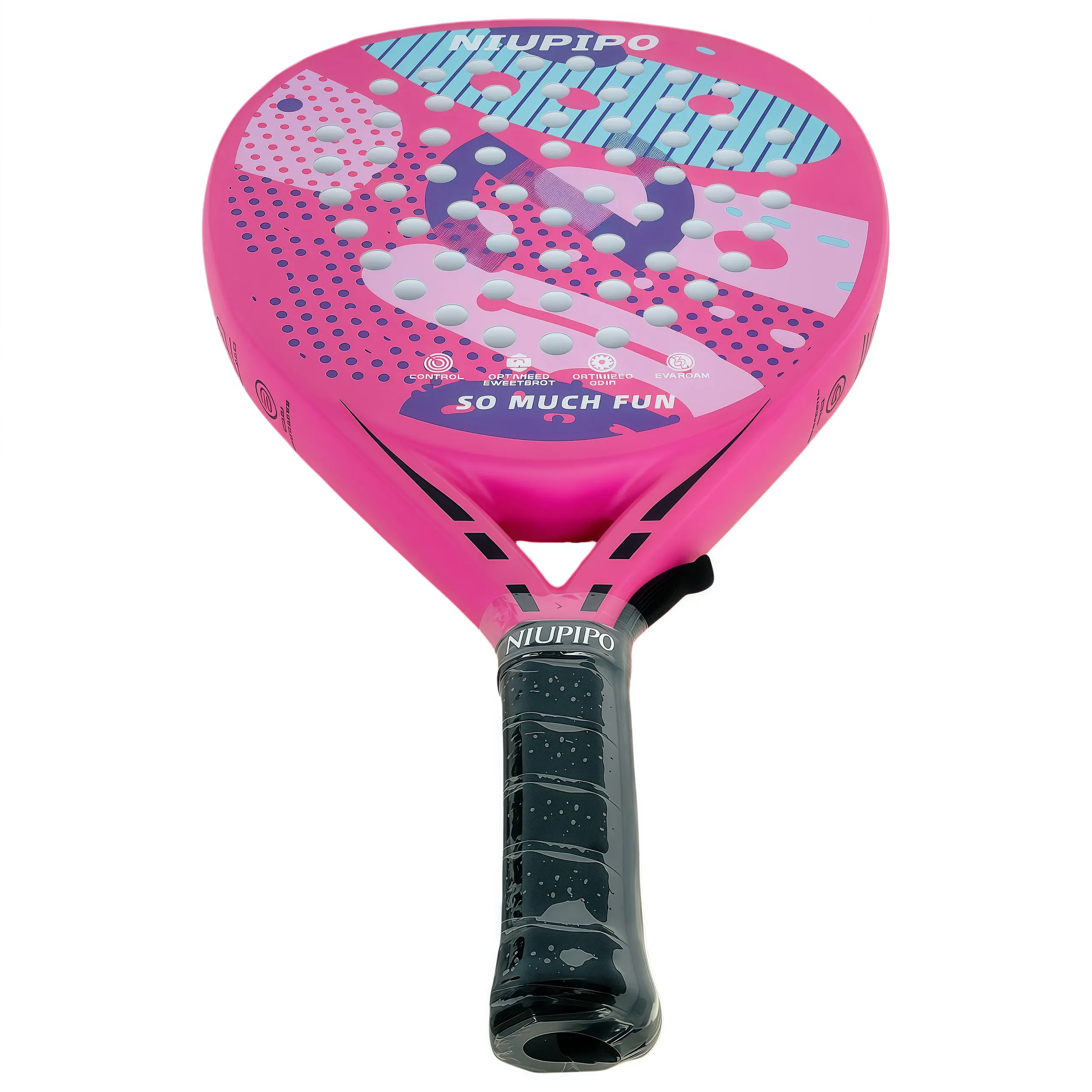 NIUPIPO Tennis Padel Racket, Full Carbon Fiber Racket Surface, Thermoformed Uni-body Construction, Soft EVA Core, Thickness 38mm