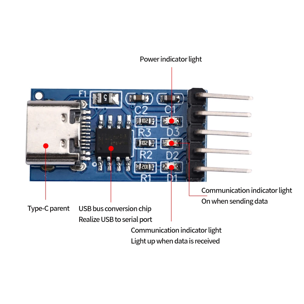 Type-C TYPEC USB-C To TTL Serial Port CH340N Module Board DC 5V/3.3V Upgrade MCU Download Brush Machine Line Smart Electronics