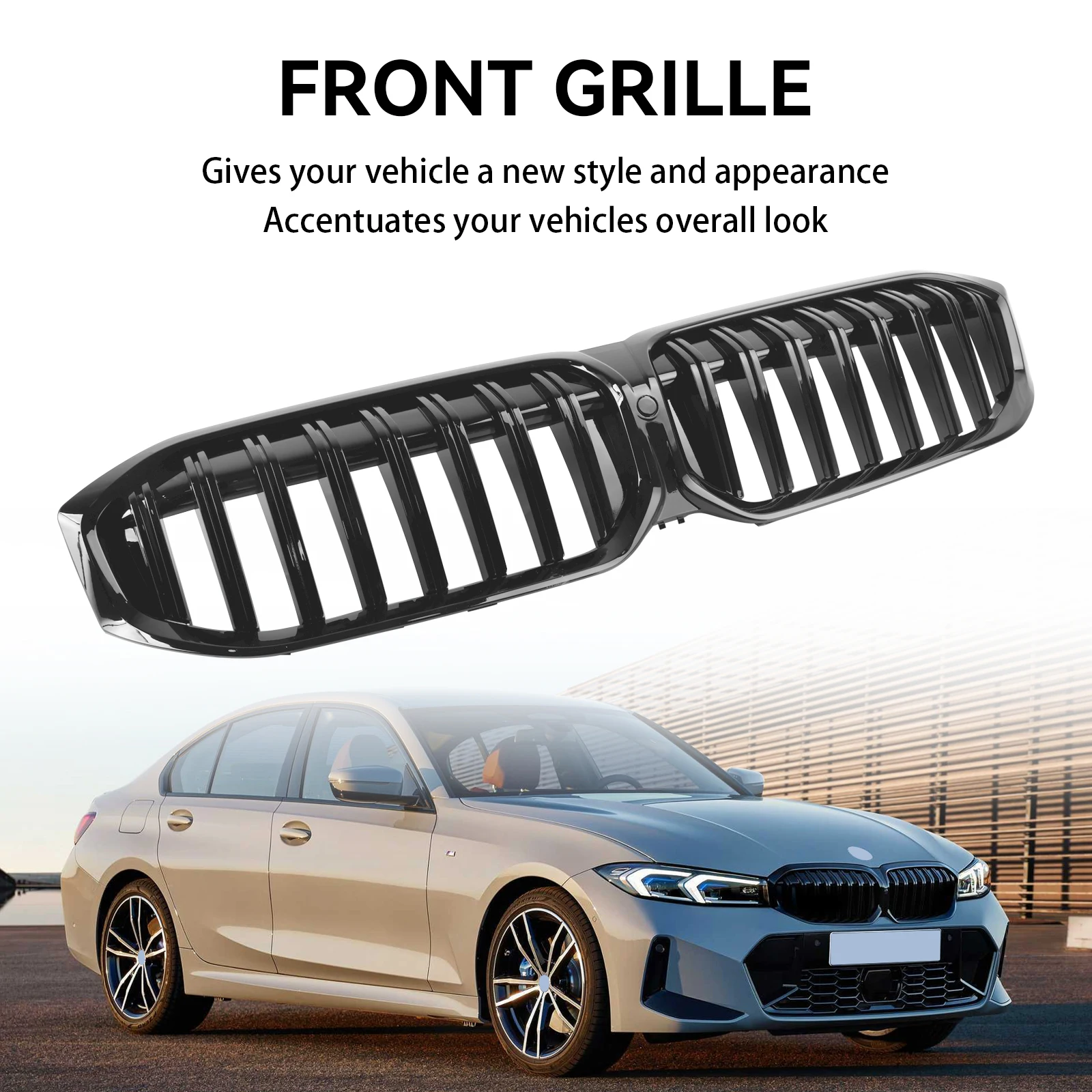 Areyourshop Gloss Black Front Kidney Grille Racing Grill for BMW 3 Series G20 320i 330i M340i 2023-2024