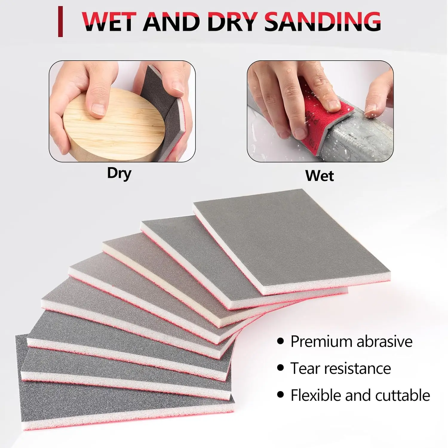 

75*100MM Wet and Dry Sanding Sponge Kit 33Pcs with Interface Pad for Grinding Wood Metal
