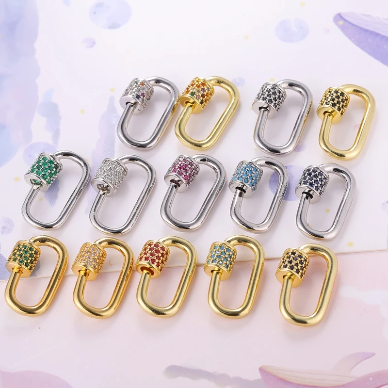 Juya Handicraft Accessories Supplies Handmade Enamel Oval Fastener Lock Carabiner Screw Clasps For DIY Mesh Chain Jewelry Making
