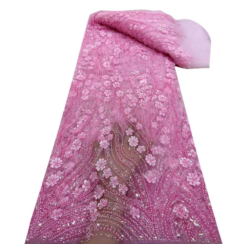 Новейшее французское 3D сетчатое кружево, расшитое бисером, ткань 2022, африканское, Нигерия, расшитое блестками, тонкое сетчатое кружевное женское свадебное платье