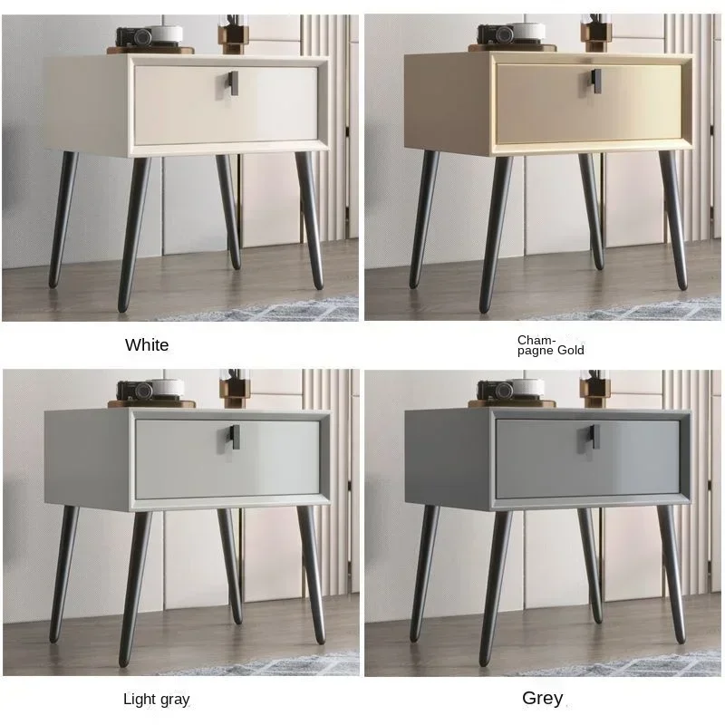 Italian minimalist painted solid wood bedside table Simple modern bedroom bedside cabinet high bedside table single drawer onlin