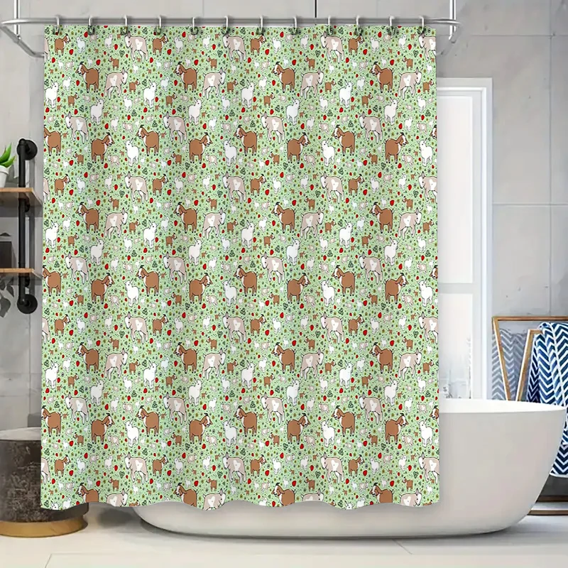 

Cute Dog Pattern Shower Curtain Farmhouse Bathroom Decor Waterproof Fabric Liner Vintage Rustic Pet Theme Backdrop