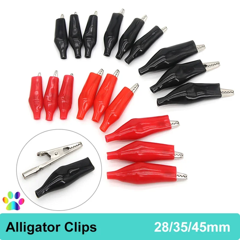 

Metal Alligator Clip 28 35 45mm G98 Crocodile Battery Clamps Testing Probe Meter Black Red with Plastic Boot Car Auto Battery