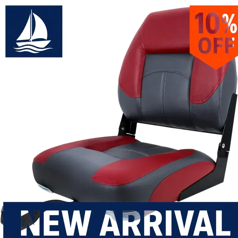 Marine Boat Captain Seat High Back Folding Fishing Chair Heavy Duty Adjustable Swivel Pedestal  Yacht Pontoon Deck