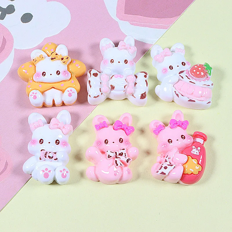 

100pcs Kawaii Cartoon Animal Rabbit Resin Flatback Cabochon DIY Scrapbooking Craft Making Headgear Accessories