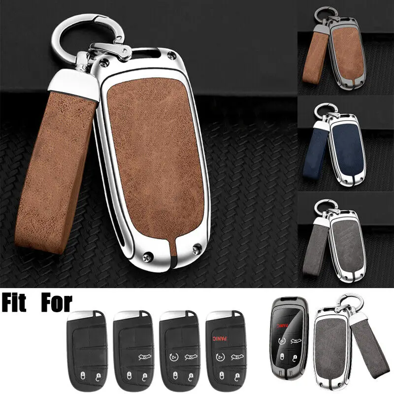 

Zinc Alloy TPU Leather Car Key Fob Case Cover For Jeep Grand Cherokee Renegade Chrysler Dodge Charger Challenger Durango Journey