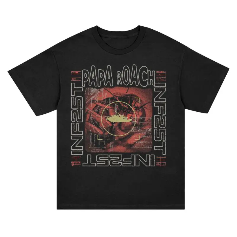 Horizontal Papa Roach T-Shirt Men Women  Metal Rock Band Graphic Tee 100% Cotton Summer Streetwear Top