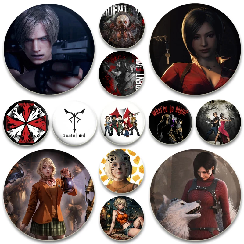 

Evil Leon Kennedy Ada Wong Ashley Graham Button Pins,Snap in Design Brooch,Daily Stylish Ornament Badge,Ideal Gifts for Friends