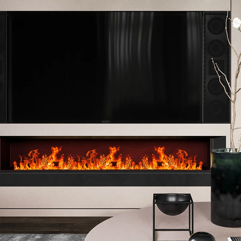 French Style 3D Atomizing Electric Fireplace TV Stand Embedded Steam Core Simulated Flame Humidifier for Home Living Room Decor