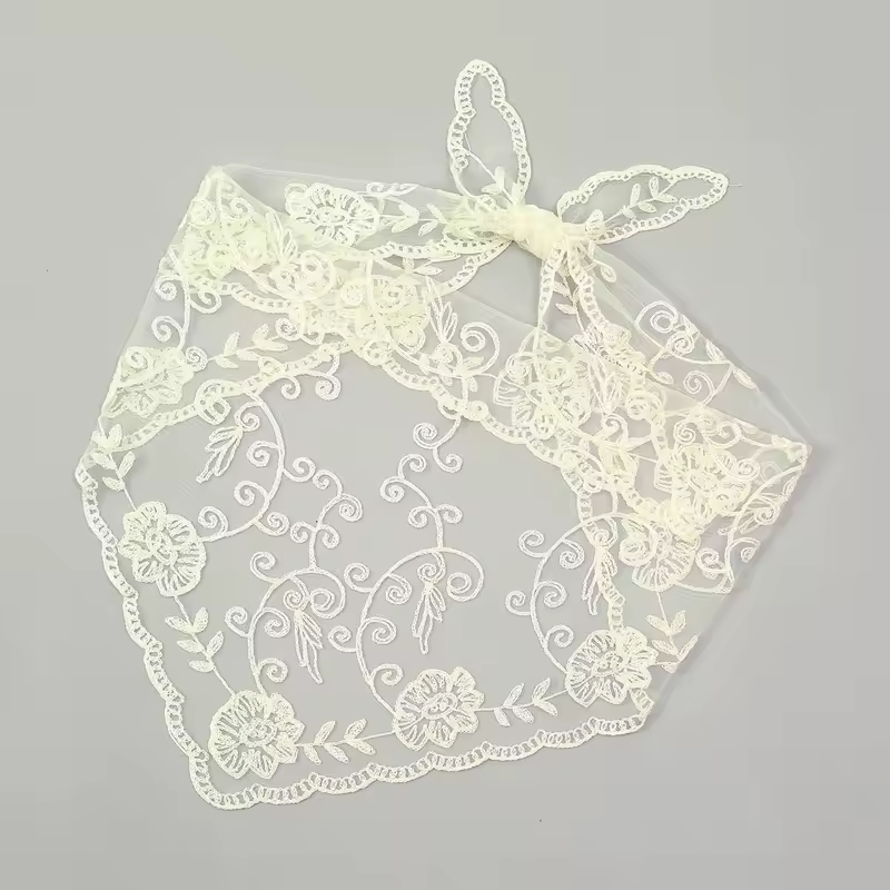 Elegant Lace Scarf Hollow Out Embroidery Foulard Bandana Solid Color Triangular Scarf Thin Vintage HandkerChiefs for Hair Woman - Image 18