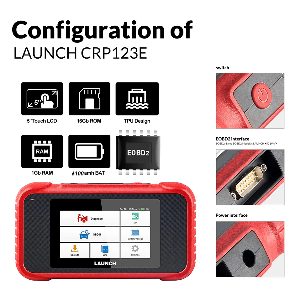 2024 New- LAUNCH X431 CRP123E V2.0 Car OBD2 Diagnostic Tools Auto OBD Scanner ABS SRS Engine AT+ 7 Reset Service Free Update