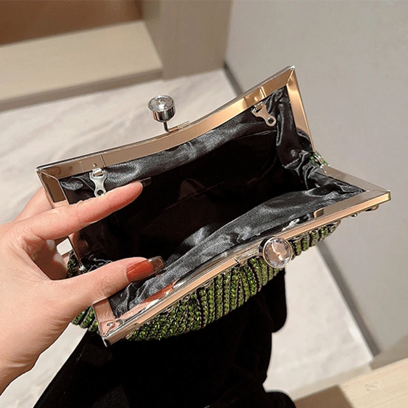 Luxury Rhinestone Evening Clutch Bag Wedding Bride Handbag Shiny Design Party Banquet Lady Portable Purse Sling Shoulder Bags