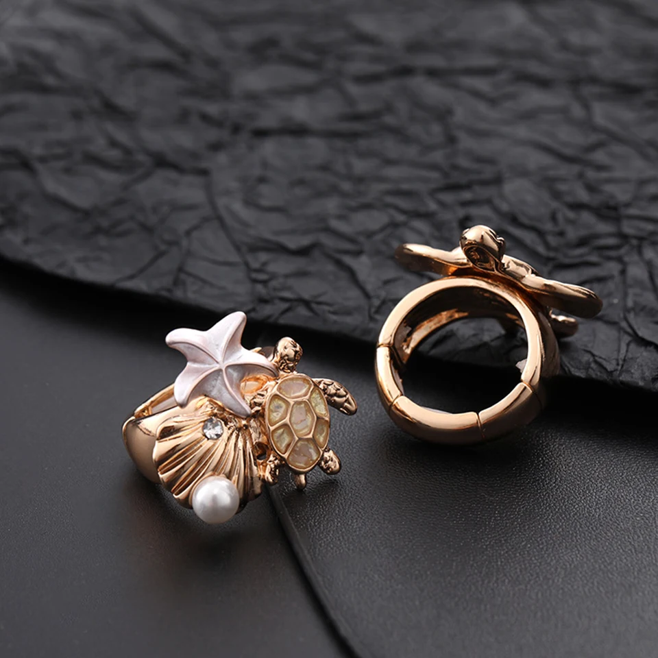 Vintage Jewelry Rings For Women Gold Color Turtle Korean Fashion Paired Rings Gothic Modern Accessories New in Ring Dropshipping