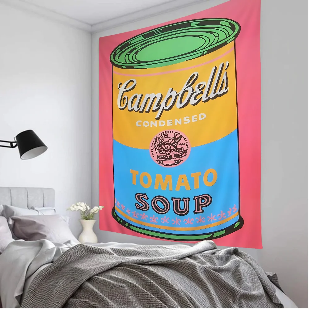 Andy Warhol Pop Art Tomato Soup Colorful Tapestry Wall Hanging Bohemian Wall Tapestries Mandala Wall Art Decor