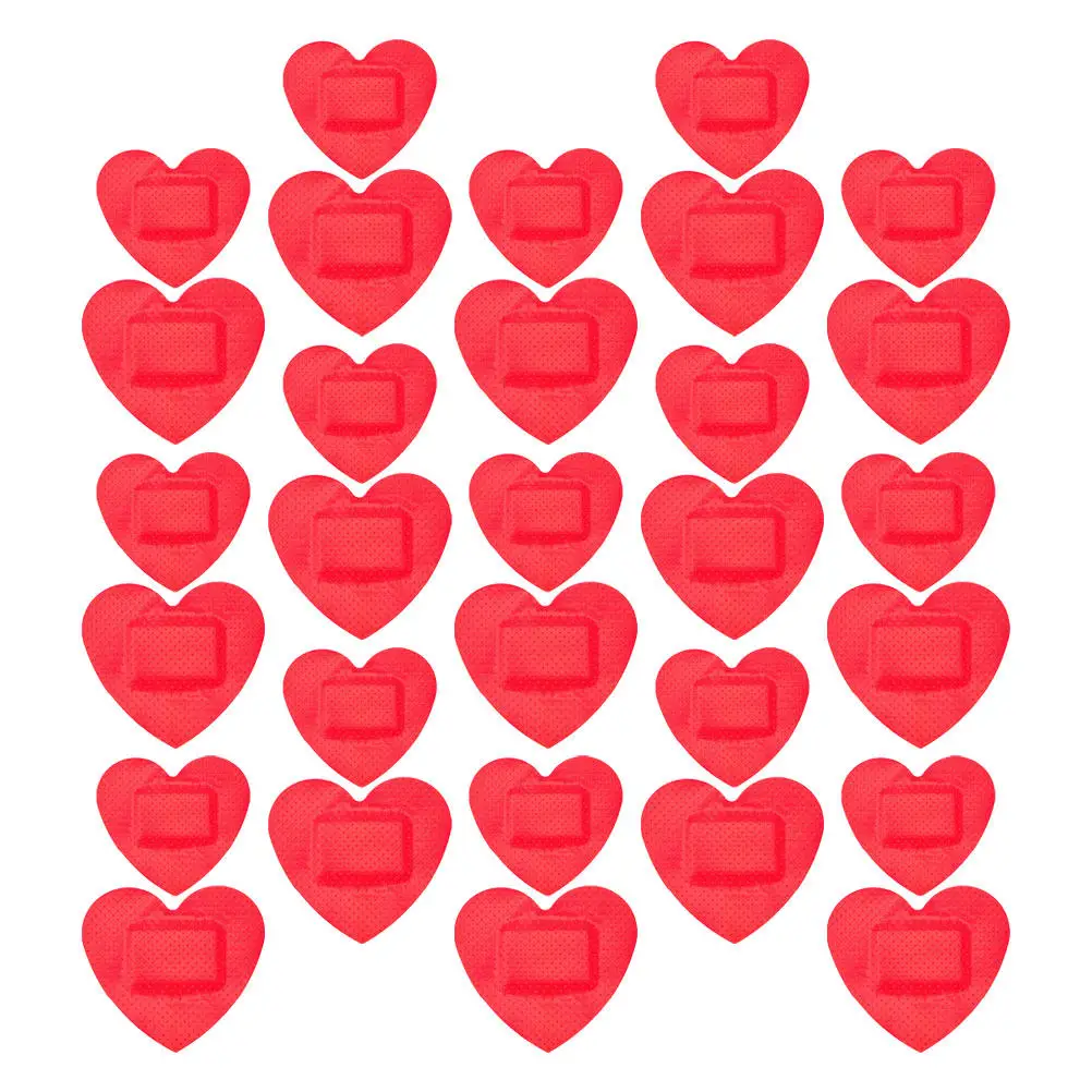 50Pcs Heart Shaped Adhesive Bandages Flexible Fabric Waterproof Wound Care Patches for Outdoor Camping Emergency First Aid Kids