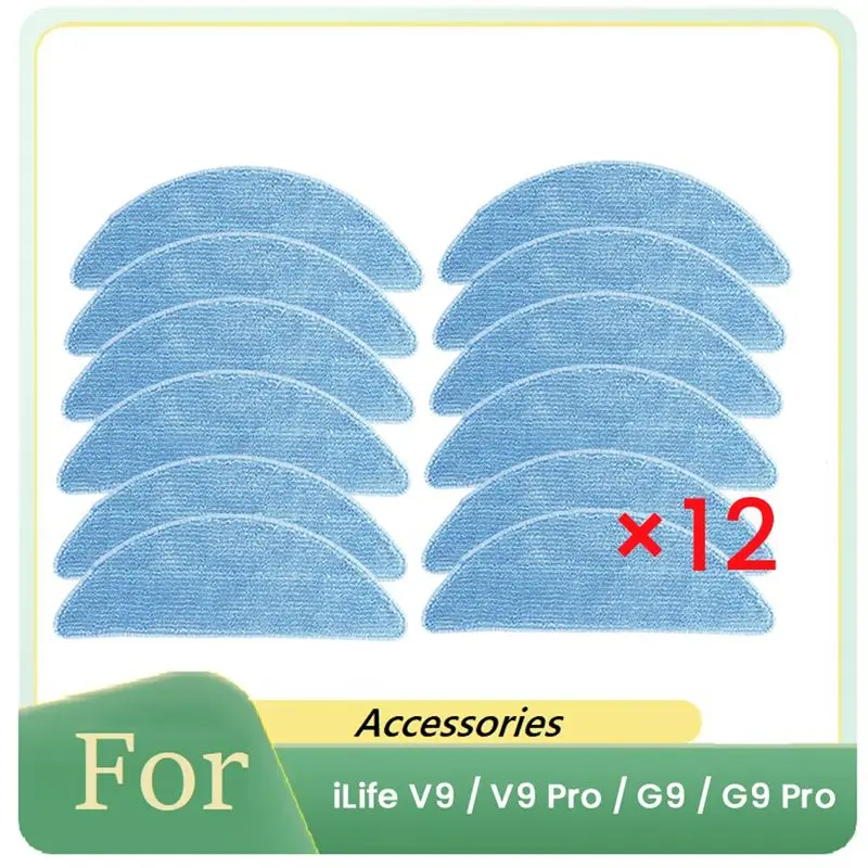 Exquisite-12 Pcs Cleaning Rag For Ilife V9 / V9 Pro / G9 / G9 Pro Robot Vacuum Cleaner Parts Replacement
