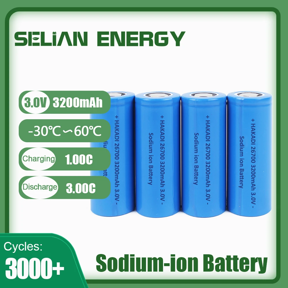 SIB Rechargeable Sodium Battery 3V 3200mAh NA-ion Cell 26700  Battery Long-lasting for DIY 12V Batteries Pack Power Tools UAV