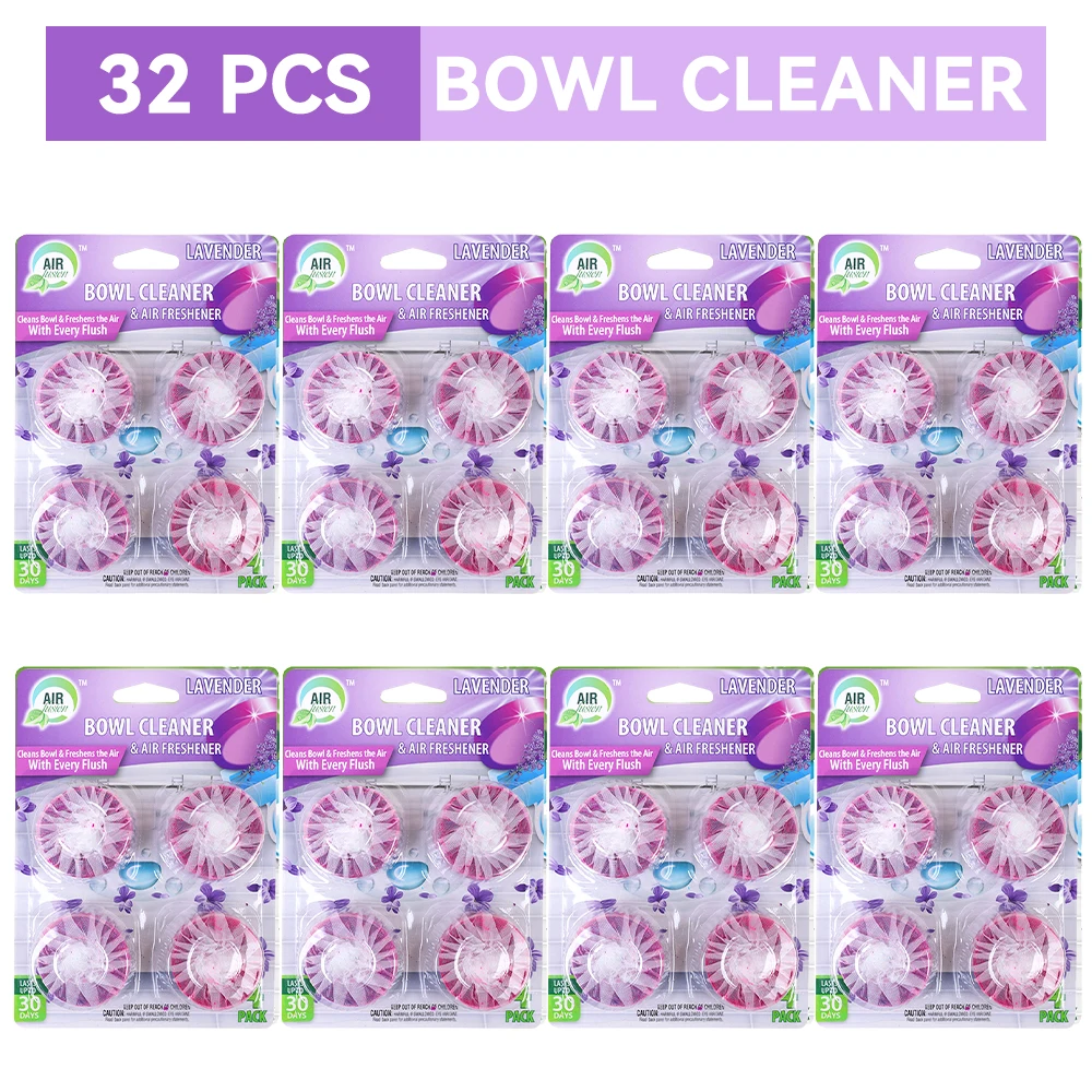 Air Fusion Automatic Toilet Bowl Cleaner Tablets 32 Pcs 8 Pack Lavender Scent Slow-Releasing Toilet Tank Cleaners for Deodor