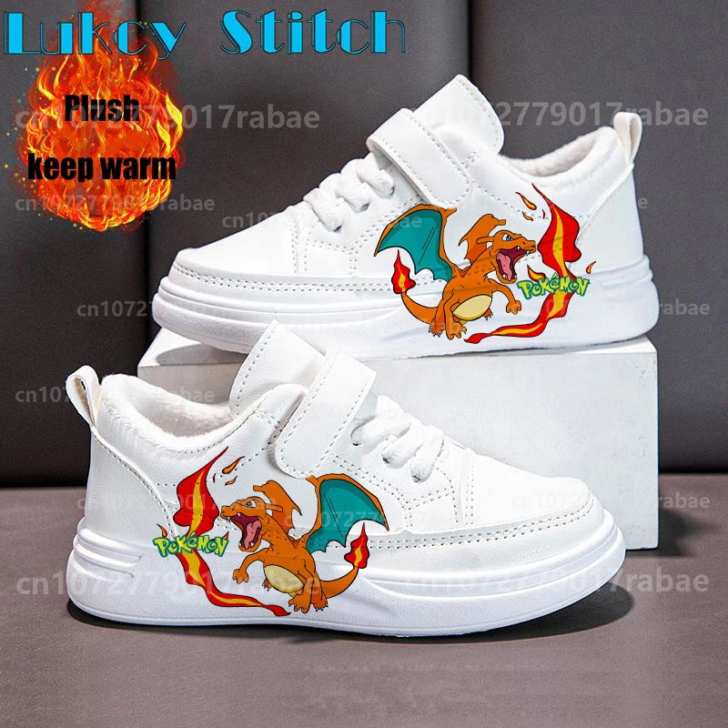 

Зима 2025 г., хит продаж, детская обувь для мальчиков и девочек, плюшевые согревающие прочные кроссовки с мультяшным узором