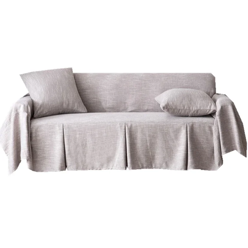 Solid Color Sofa Cover Linen Plain Sofa Towel Cover Sofa Cushion for Living Room Couch Cover Single/Two/Three/Four Seater